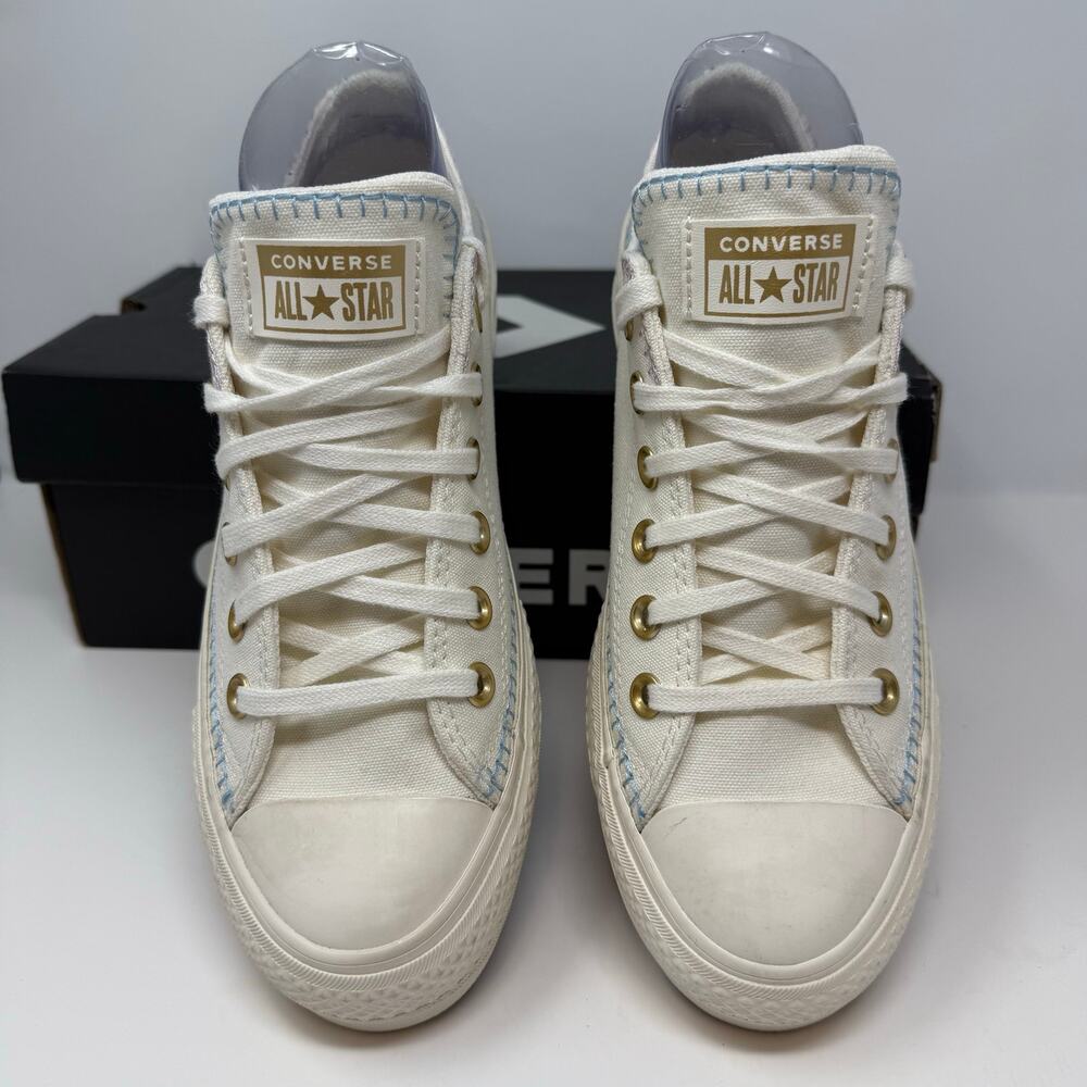 Converse Chuck Taylor All-Star Stitch Lift Ox Sneakers Lug sole Womens 7 Cream - Picture 3 of 13